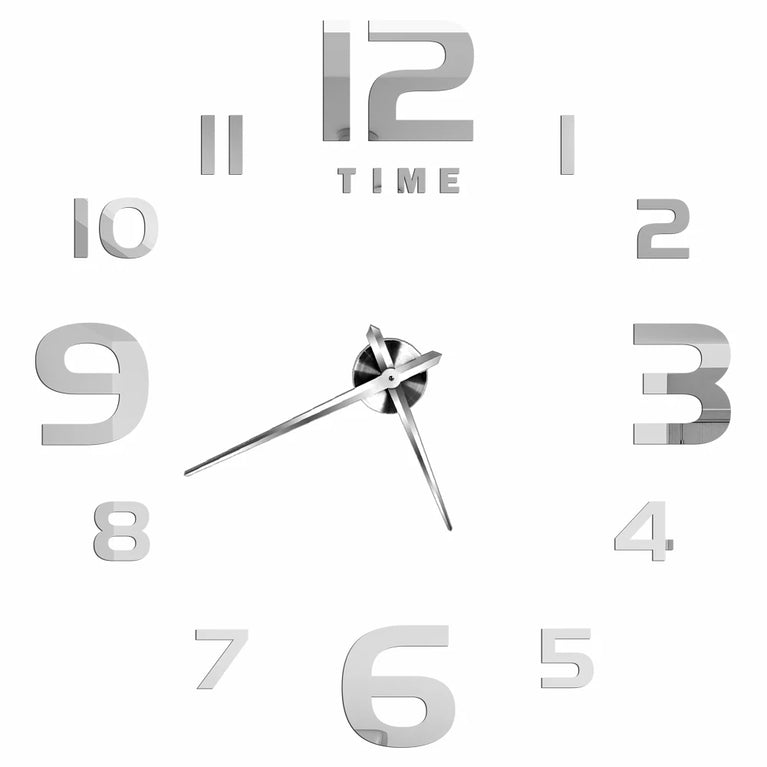 3D DIY Large Wall Clock | Modern Acrylic Mirror Surface Home Décor