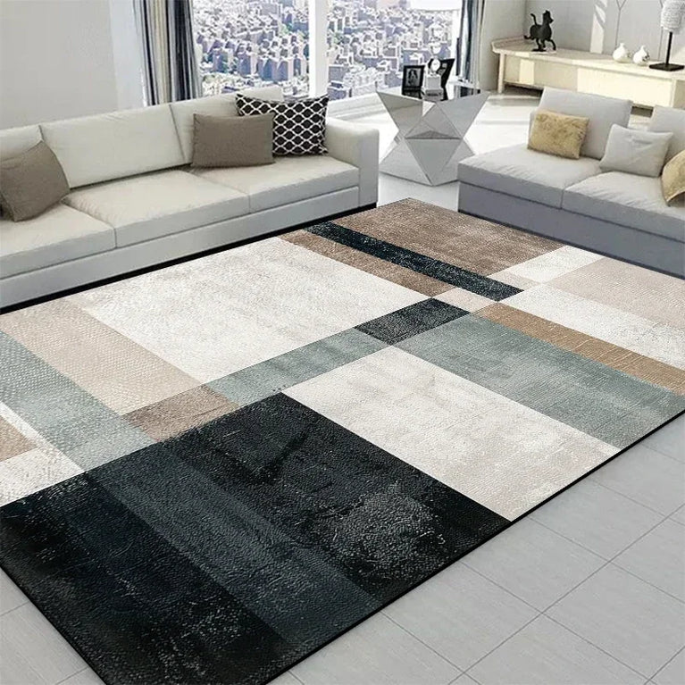 Minimalist Checkered Non-Slip Washable Area Rugs for Home Use