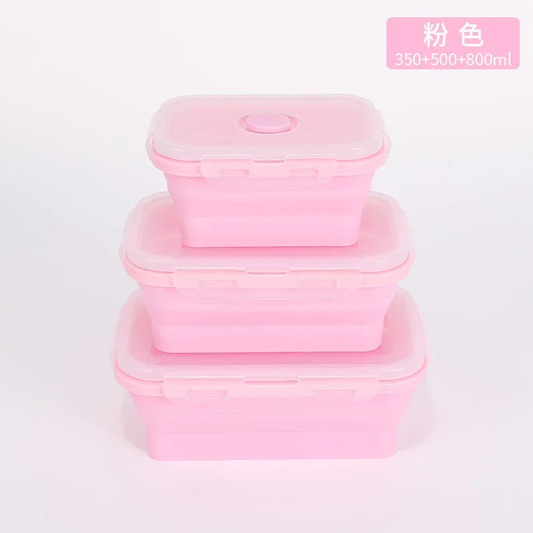 4PS Collapsible Silicone Food Storage Containers with Lids Vent Kitchen Meal Prep Set