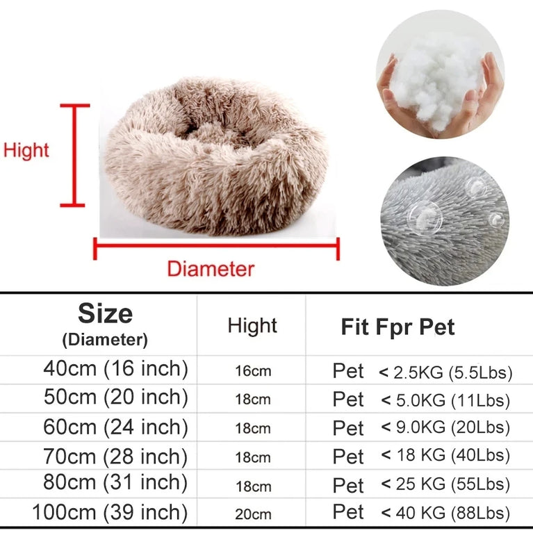 Donut Dog Bed Plush Basket Fluffy Medium Small Washable Warm Round Puppy Bed Mat