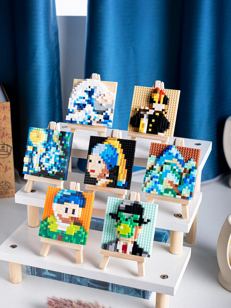 Famous Painting Diamond Building Blocks | 3D Micro-Brick Art with Display Easel
