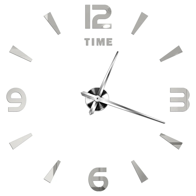 3D DIY Large Wall Clock | Modern Acrylic Mirror Surface Home Décor