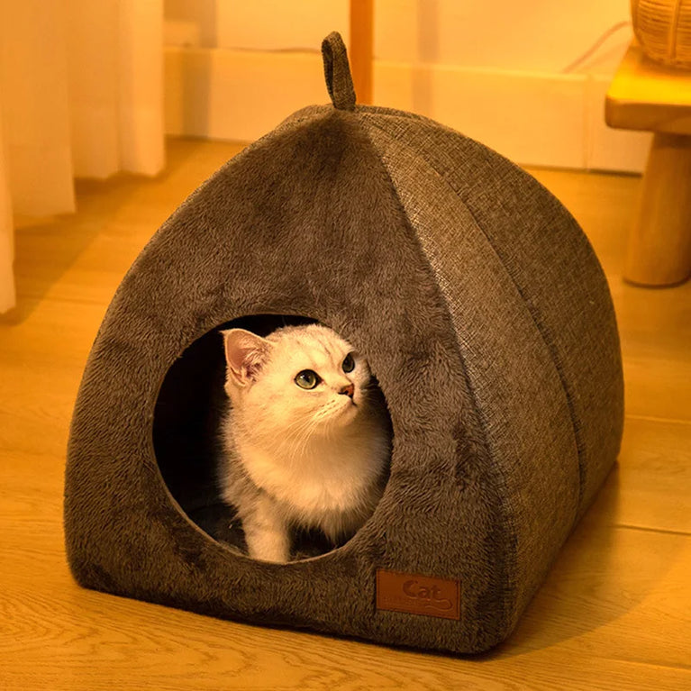 Winter Warm Cat Bed Foldable House Cat Heating Pad Cushion