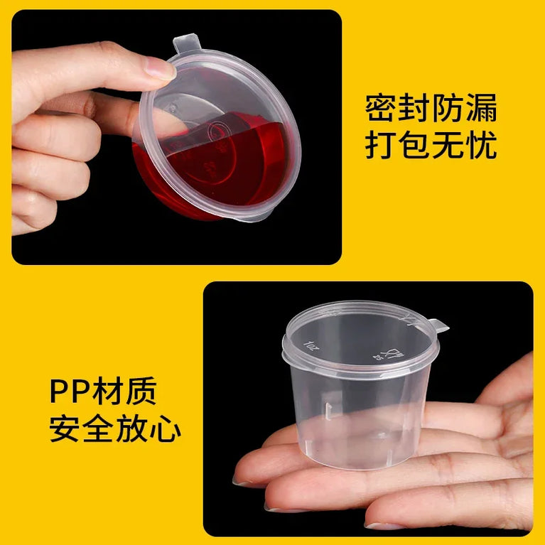 100pcs Disposable Sauce Takeaway Packaging Box Round Sealed Containers With Lid for Chili Oil