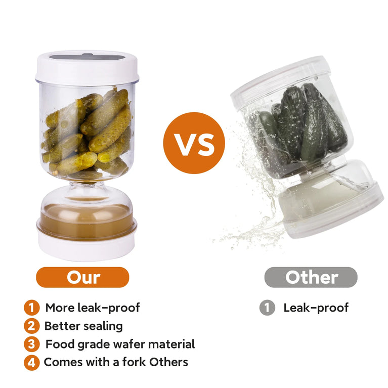 Pickles Jar With Forks Dry Wet Dispenser Olives Hourglass Cucumber Kitchen Container Separator Tool