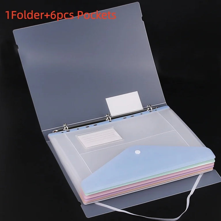 A4 Loose-Leaf Plastic Document Bag | 11-Hole Binder Compatible Envelopes