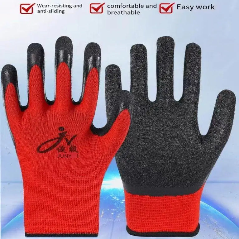 Crinkle Latex Coated Work Gloves Lightweight Grip Gardening Protection