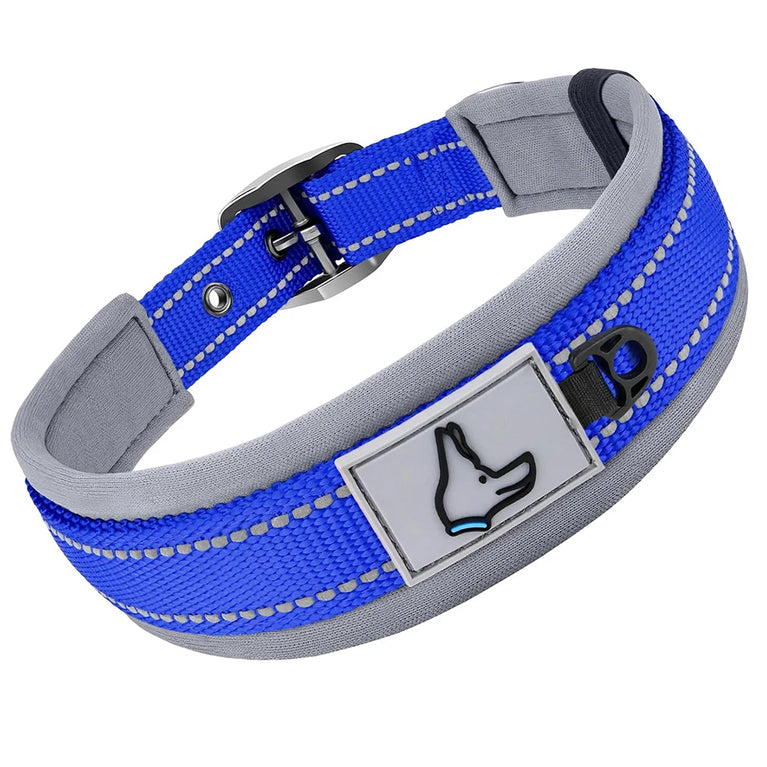 Padded Dog Collars Reflective Adjustable Heavy Duty Nylon Wide