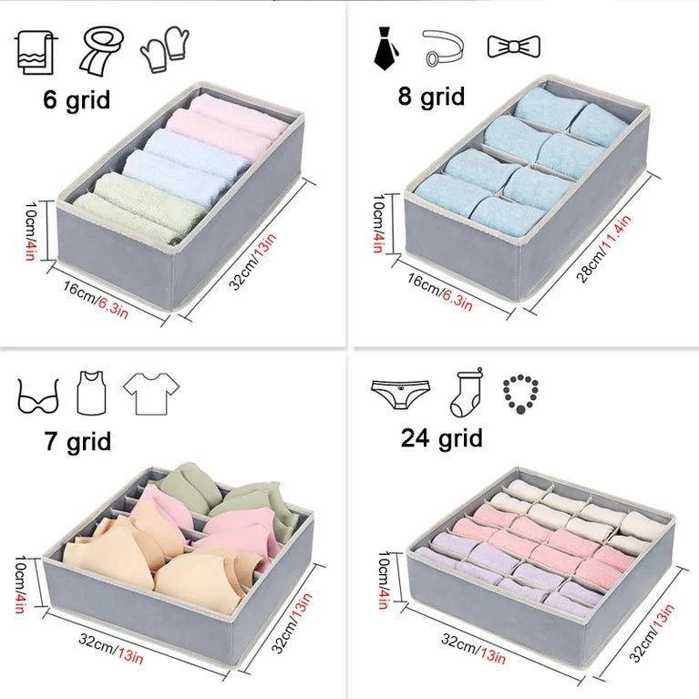 Non-Woven Underwear & Sock Organizer | Foldable Wardrobe Drawer Divider