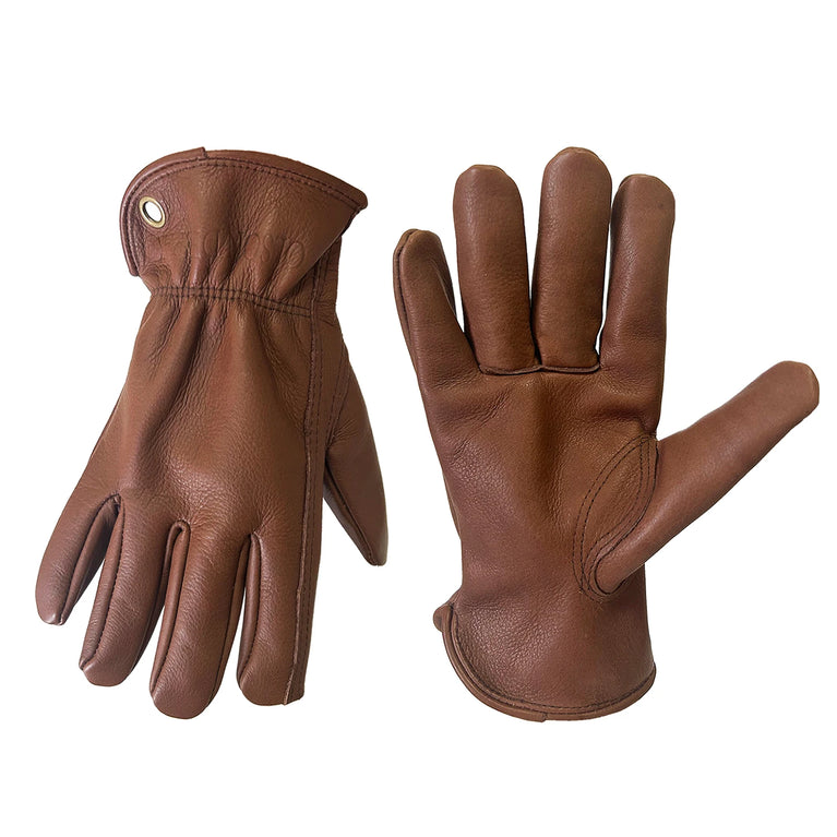 Heavy Duty Cowhide Leather Gardening Gloves Thorn Resistant Work