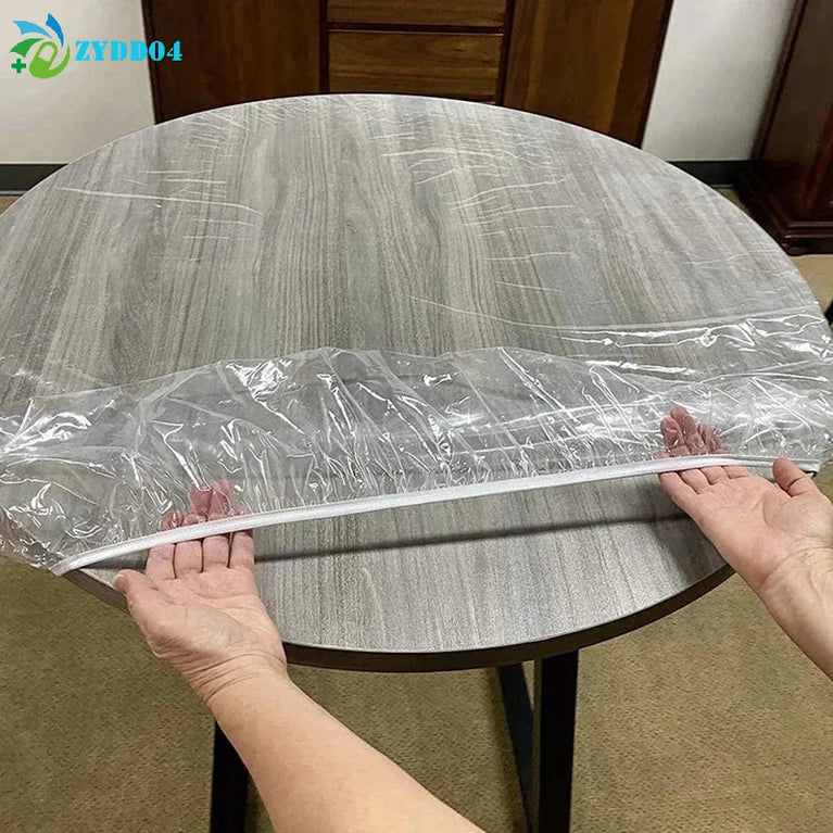 Disposable Fitted Round Tablecloths | Transparent Waterproof Protection