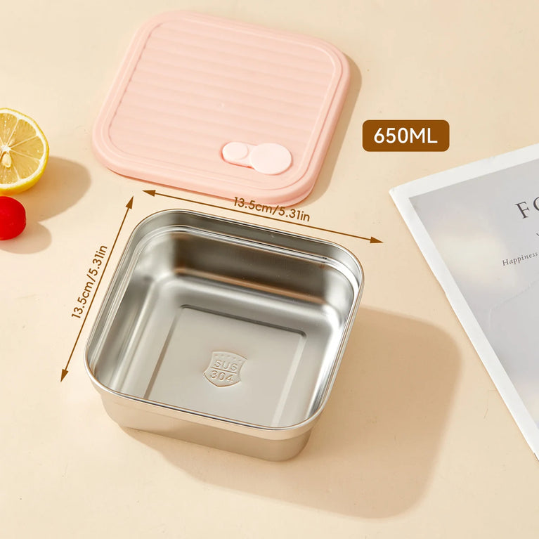 Portable Large Capacity Sealed Bento Lunch Box Stainless Steel Fruit Salad Food Container