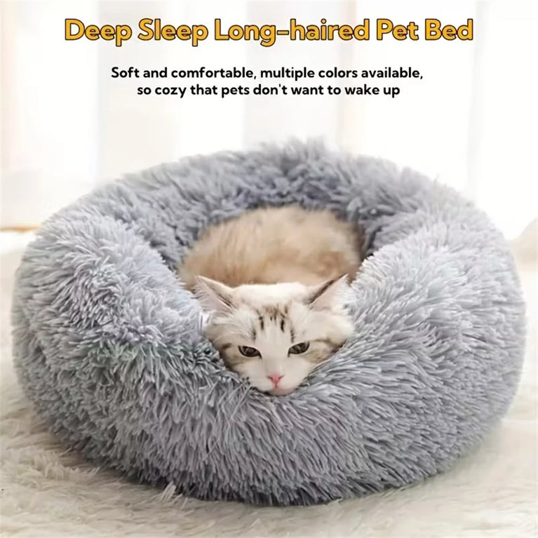 Soft Pet Cat Bed Plush Donut Cat Heating Pad Self Heating Bed Warm Cat