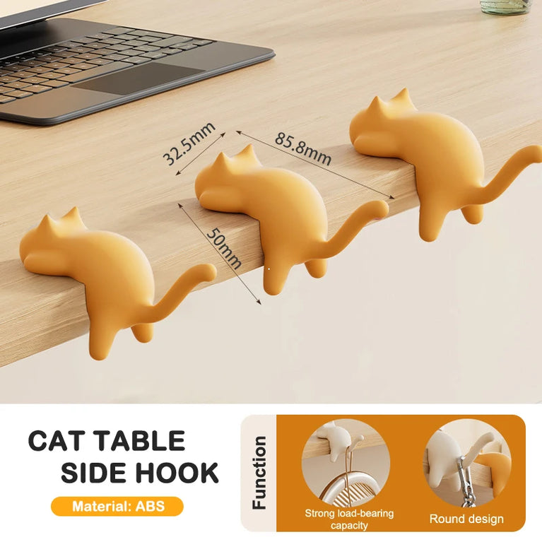 Cute Cat Bag Hook Portable Table Hanger Desk Organiser Holder Stand