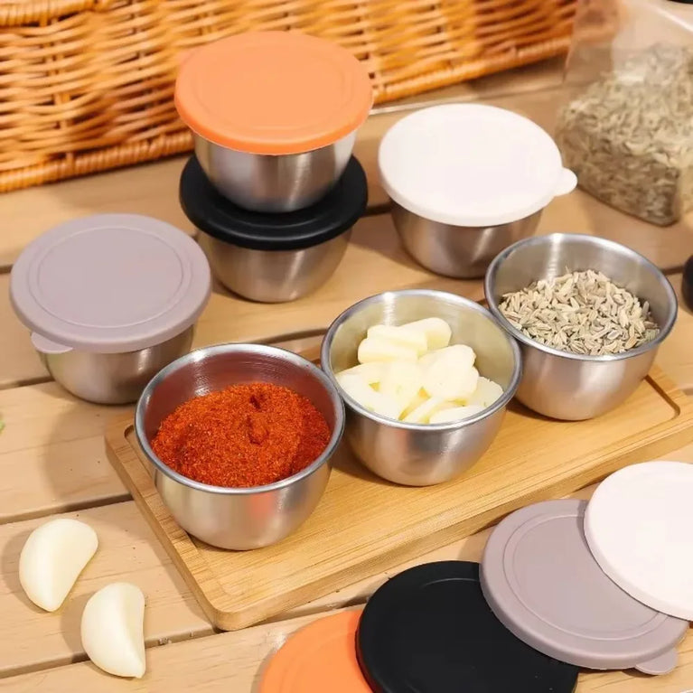 304 Stainless Steel Sauce Cup with Lid Reusable Dipping Container 75ML Portable Salad Dressing Jar Kitchen Tool