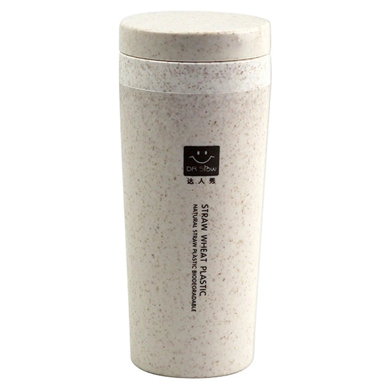 Portable 300ml Wheat Fiber Double Layer Thermal Travel Mug Eco Friendly Water Cup