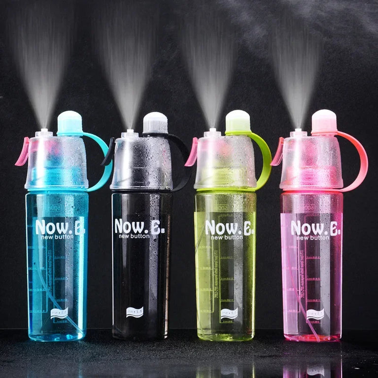 600ML Sports Spray Water Bottle Mist Cooling Gym Hiking Bottle