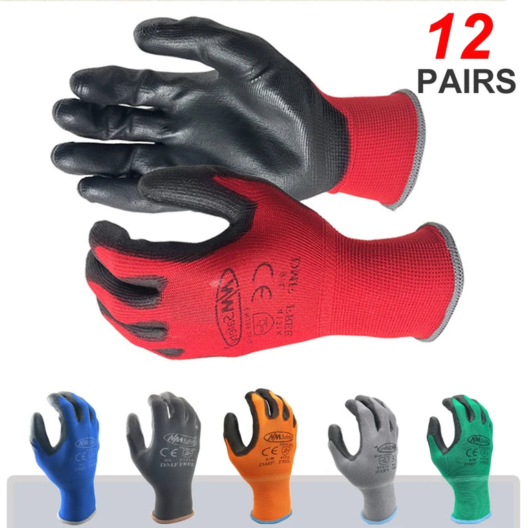 PU Coated Nylon Gardening Gloves Breathable Safety Work Gloves