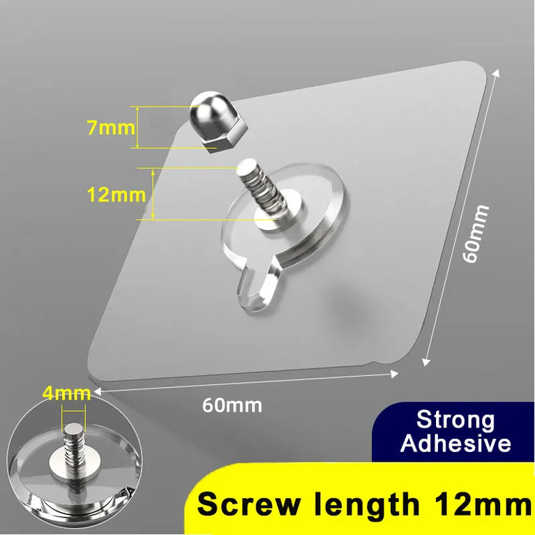 2-10Pcs Screw Wall Hooks Self Adhesive Hangers Sticker Hook