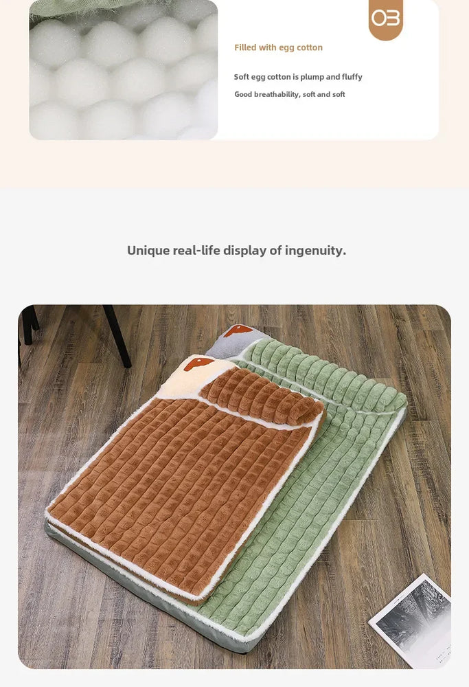 Winter Dog Bed Mattress Removable Washable Large Pet Sleeping Mat