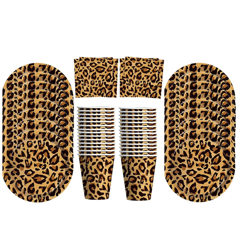 Leopard Print Birthday Party Disposable Tableware Set-Animal Theme Decor