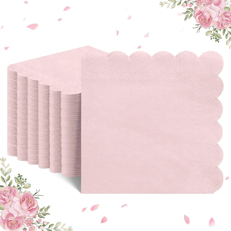 50PCS COCKTAIL SCALLOPED EDGE DISPOSABLE PAPER NAPKINS 5X5 INCH DINNER WEDDING PARTY