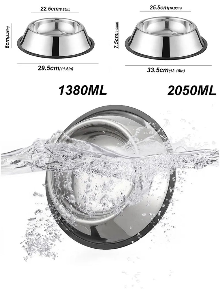 Anti-Slip Stainless Steel Dog Bowl | Anti-Tip & Anti-Ant Feeder