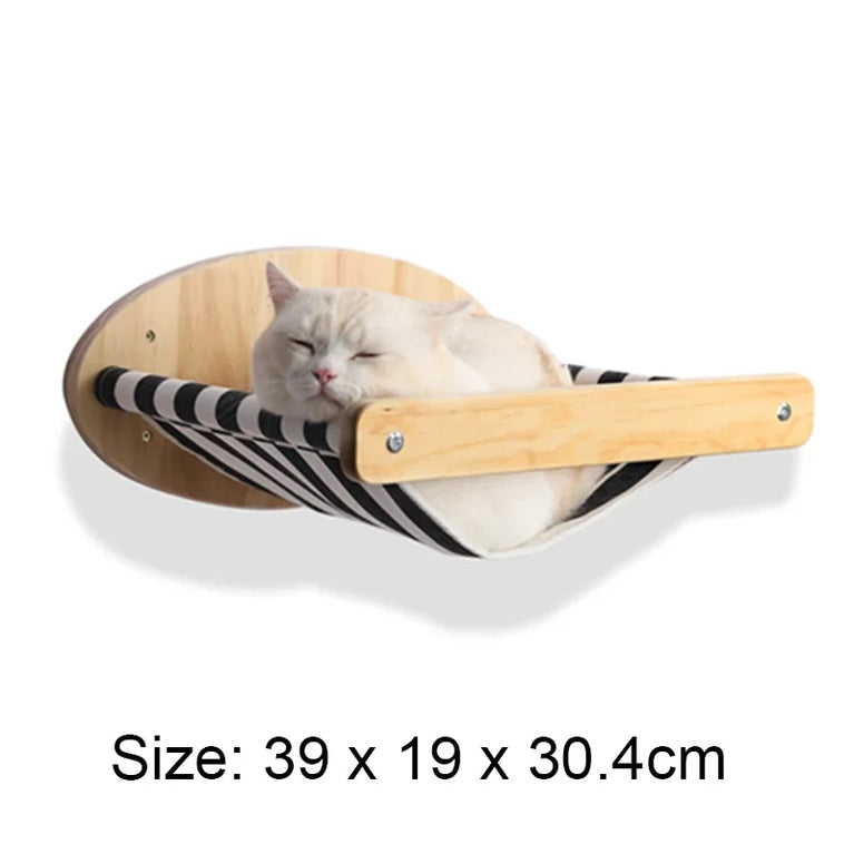 Wall-Mounted Cat Hammock & Climbing Set | Space-Saving Wood Furniture