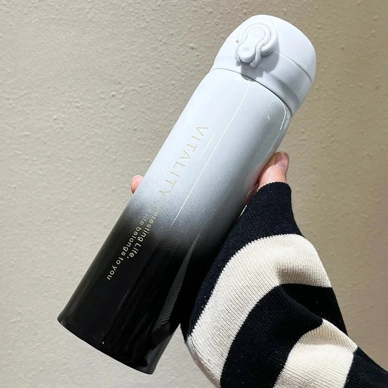 500ml Gradient Stainless Steel Insulated Water Bottle Flip Lid