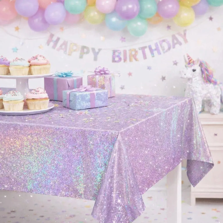 Purple Iridescent Laser Disposable Tablecloth for Party Decoration