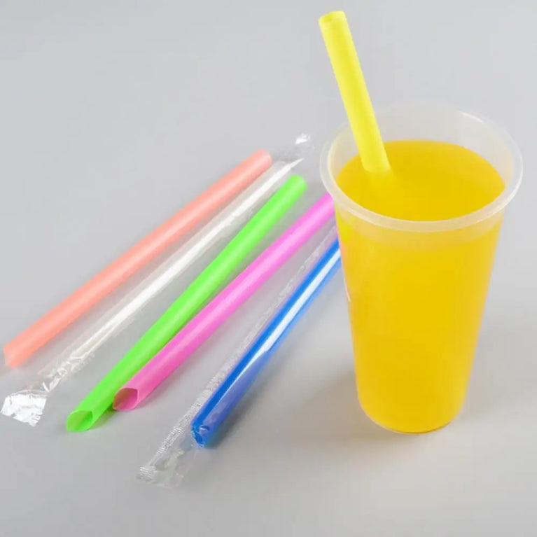 50PCS Jumbo Colored Bubble Tea Straws 19cm Disposable Use