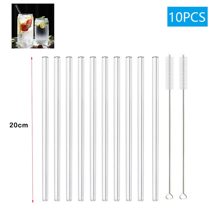 Glass Straws Eco Friendly Reusable Drinking Straw Set with Brushes Bar Accessories