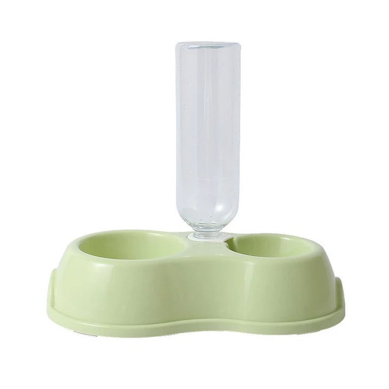 Automatic Pet Cat Bowl With Water Dispenser Raised Stand Double Dish Feeding System For Dogs And Cats