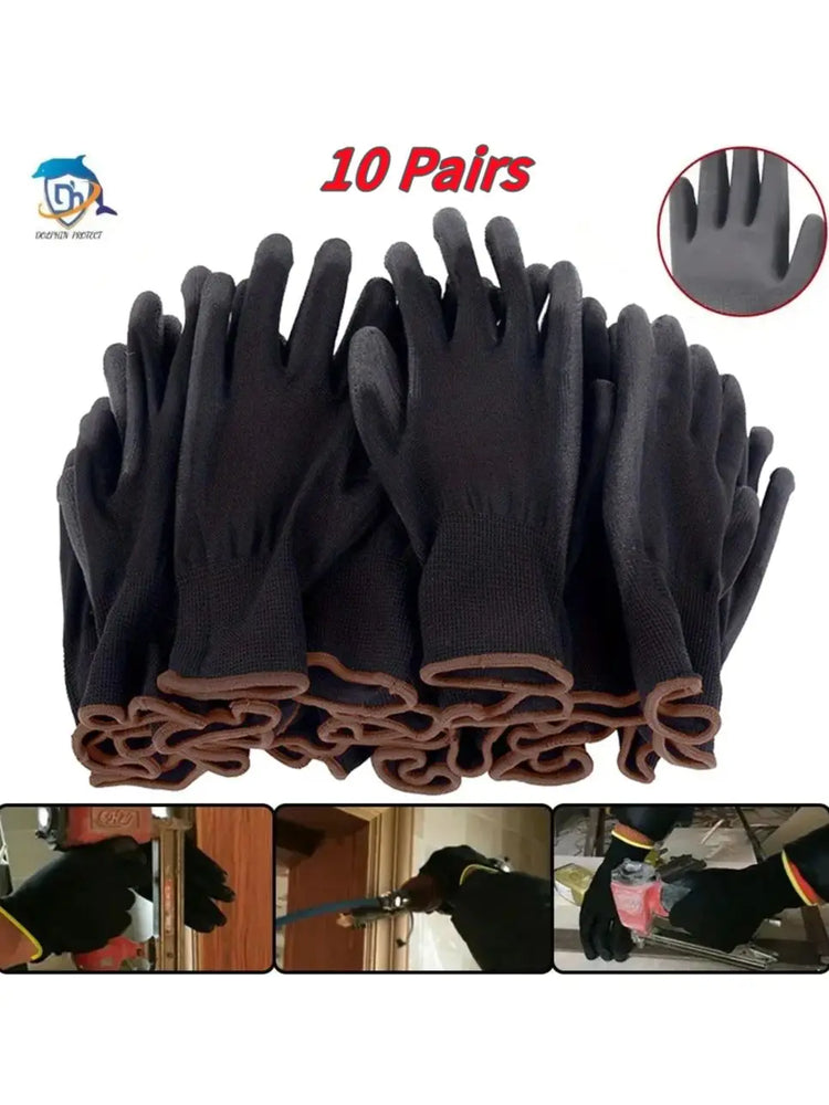 Durable Gardening Gloves Anti Slip Safety Work Gloves 10 Pairs