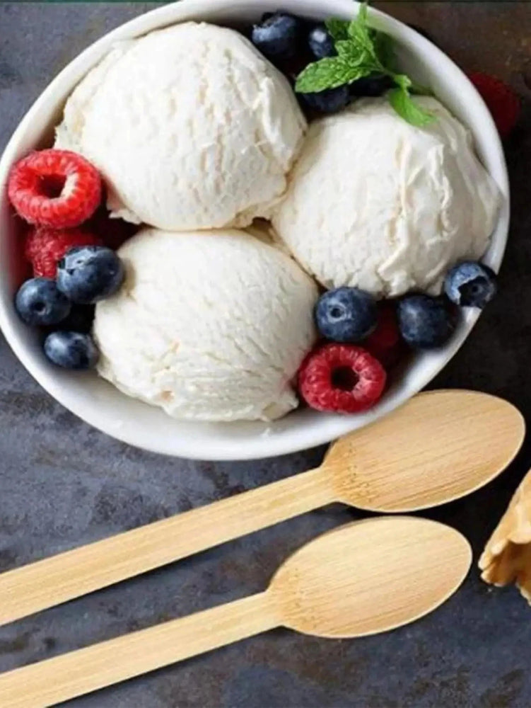 50/100Pcs Disposable Wooden Spoons for Ice Cream Dessert Party Use