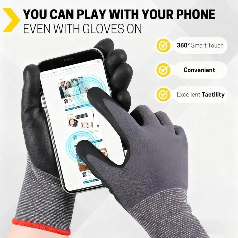 Microfoam Nitrile Gardening Gloves Touchscreen Grip Heavy Duty