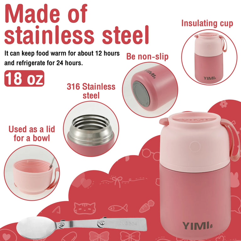 304 Stainless Steel Thermo Soup Cup 530ml 480ml Leakproof Vacuum Insulated Jar