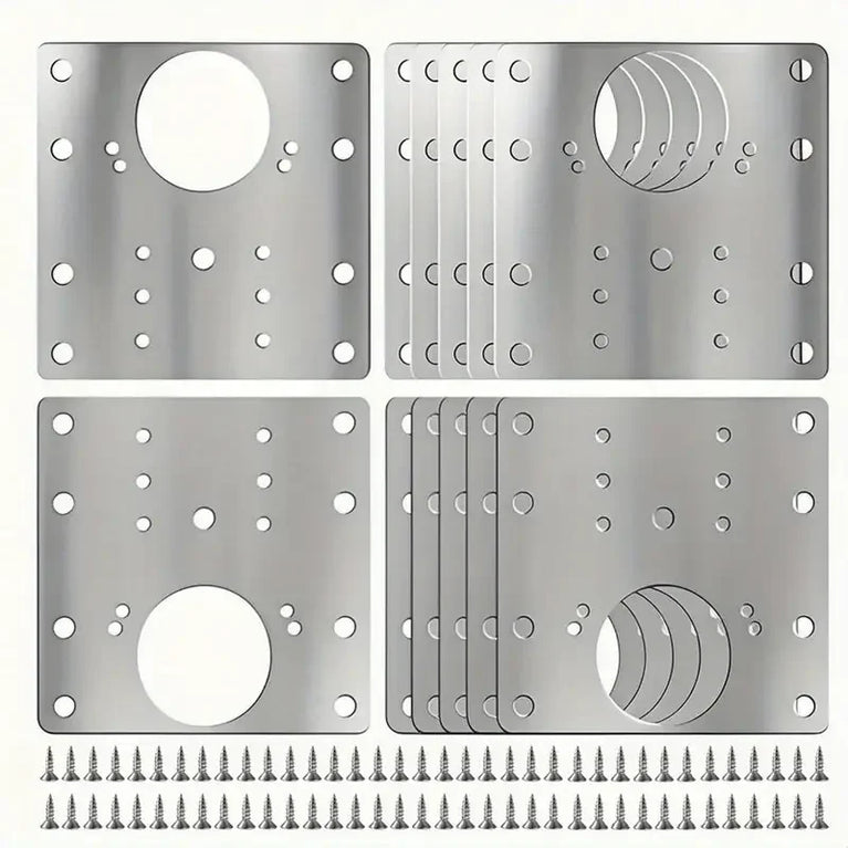 Stainless Steel Hinge Repair Plate Set | Cabinet Door Mounting & Flat Fixing Brackets