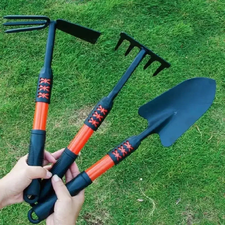 5-Tooth Gardening Spade Shovel Tool Set with Extended Handle