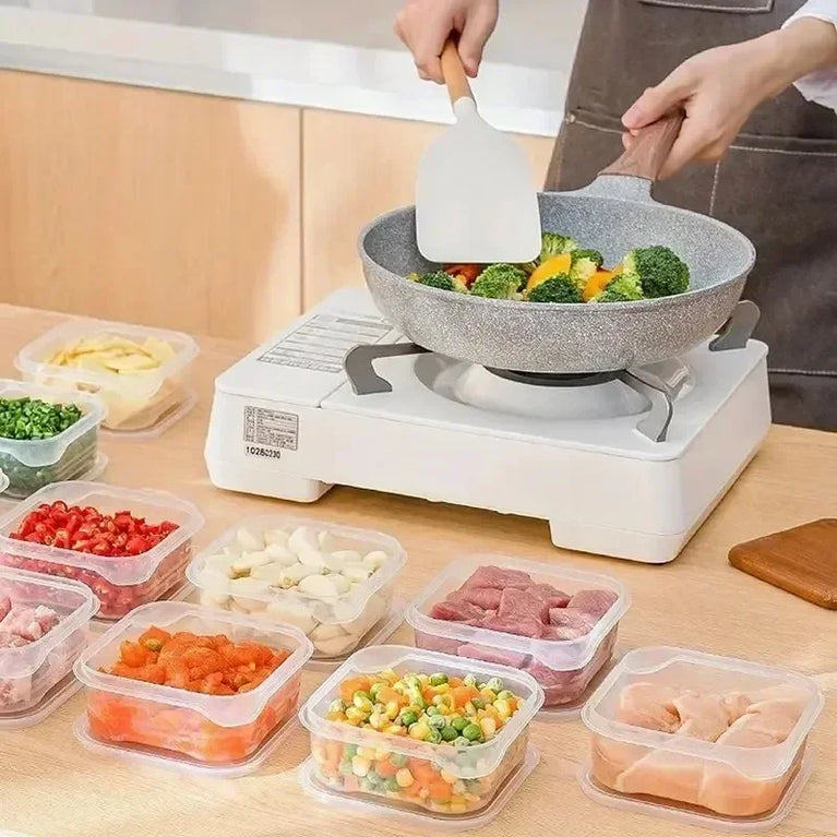 Small Transparent PP Food Preservation Boxes Refrigerator Sealed Storage Container Set