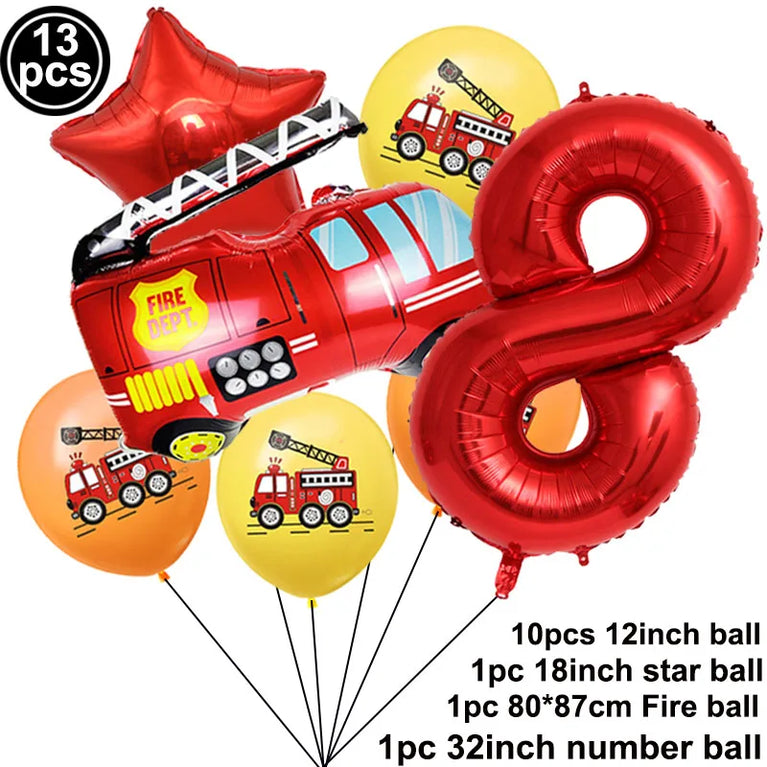 Firetruck Birthday Party Supplies Fire Theme Paper Plates Cups Napkins Set