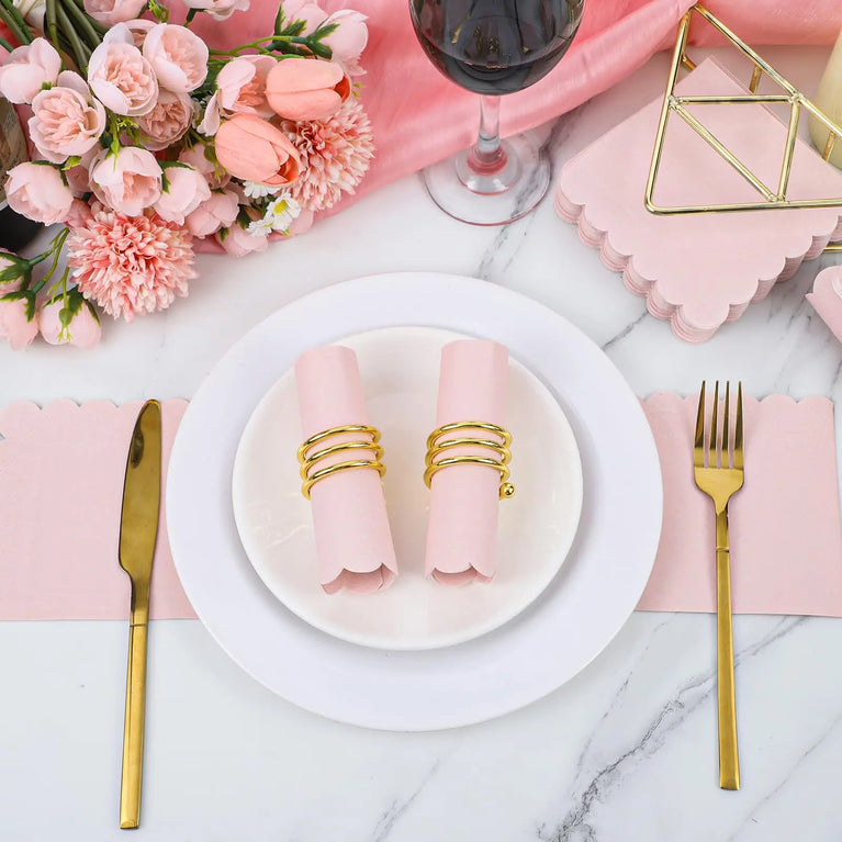 50PCS COCKTAIL SCALLOPED EDGE DISPOSABLE PAPER NAPKINS 5X5 INCH DINNER WEDDING PARTY