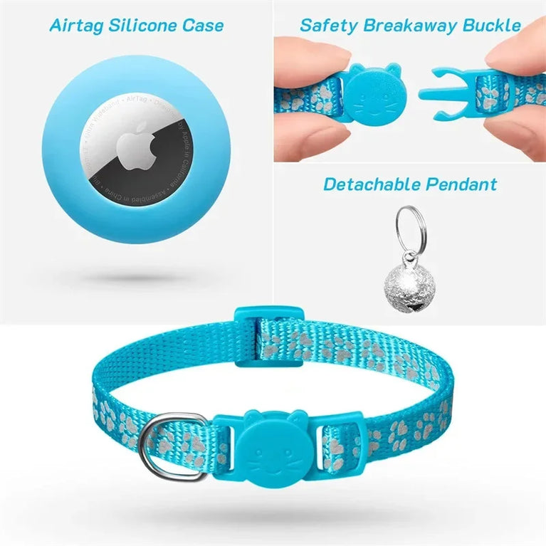 Airtag Cat Collar Breakaway Reflective Adjustable 7-12In GPS Collar