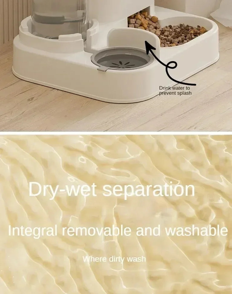 Automatic Cat Dog Feeder Bowl Water Dispenser Large Capacity