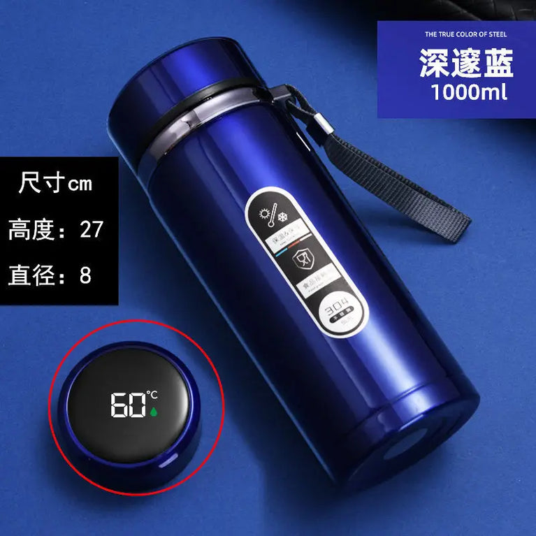800–1000ml Stainless Steel Vacuum Insulated Sports Water Bottle Smart Lid Thermos Flask