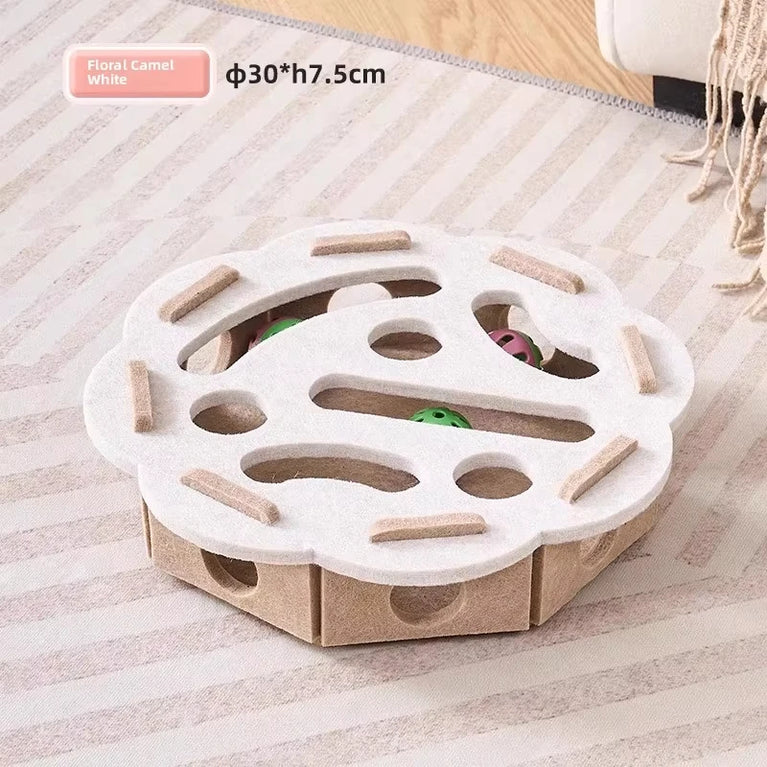 Cat Puzzle Toy Felt Box with Ball Indoor Interactive Cat Toy Fun