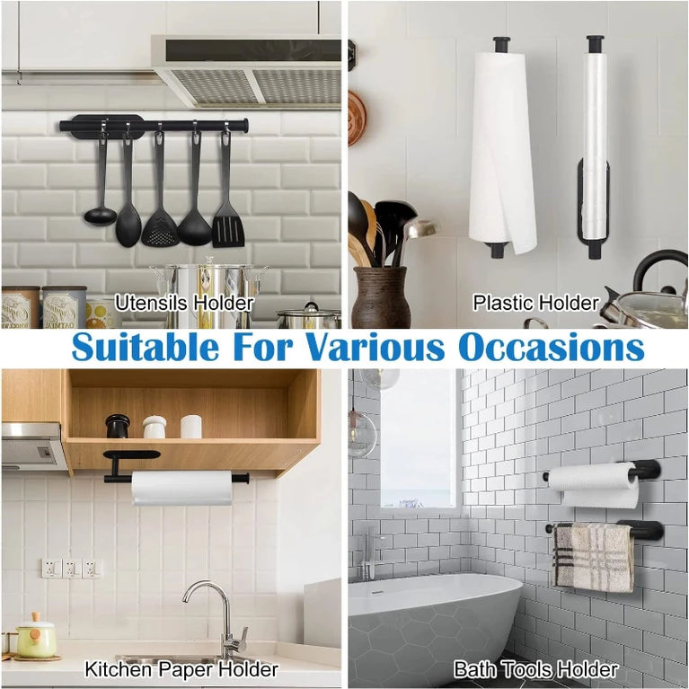 Stainless Steel Paper Towel Holder | Multi-Function Wall Mount & Under Cabinet Rack