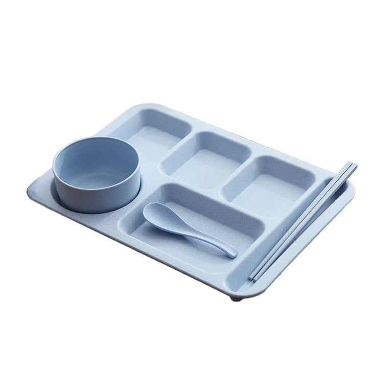 Eco-Friendly Wheat Fiber Meal Set | Anti-Fall Student & Toddler Dinnerware