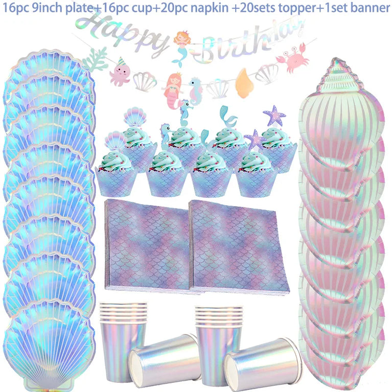 Mermaid Princess Birthday Party Set | Enchanting Disposable Tableware