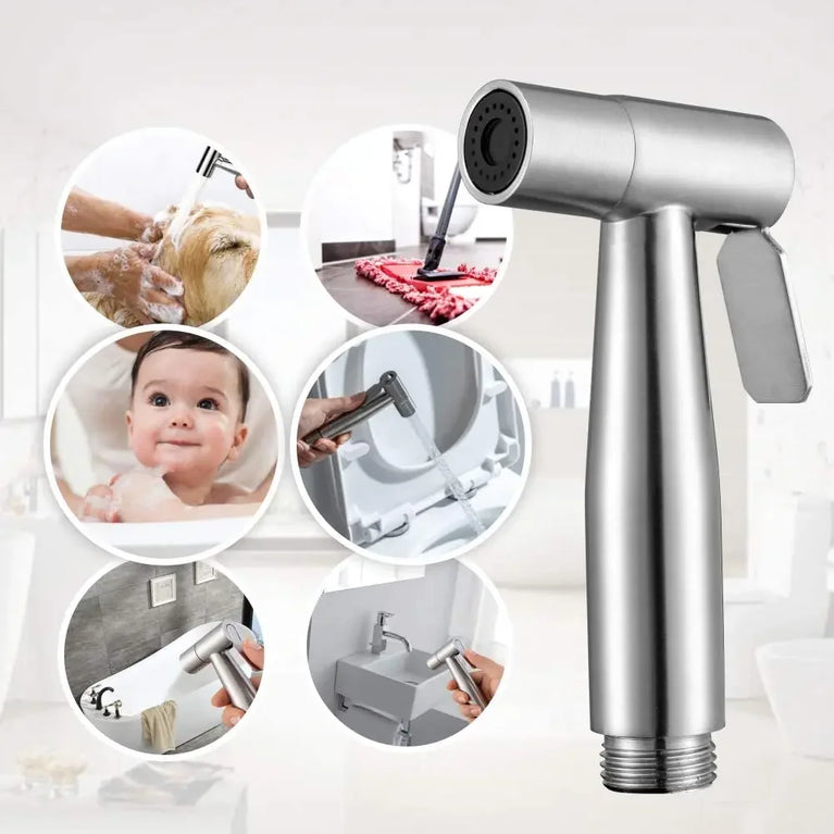 SUS304 Stainless Steel Handheld Bidet Sprayer Set | Vertical Spray Toilet Hygiene System